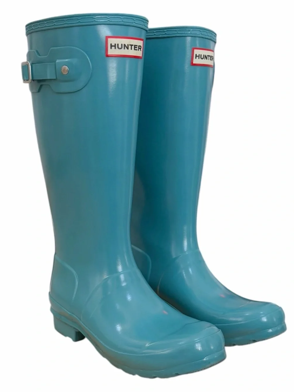 Hunter Original Kids Gloss Teal Blue Rain Boots US 4 / UK 3